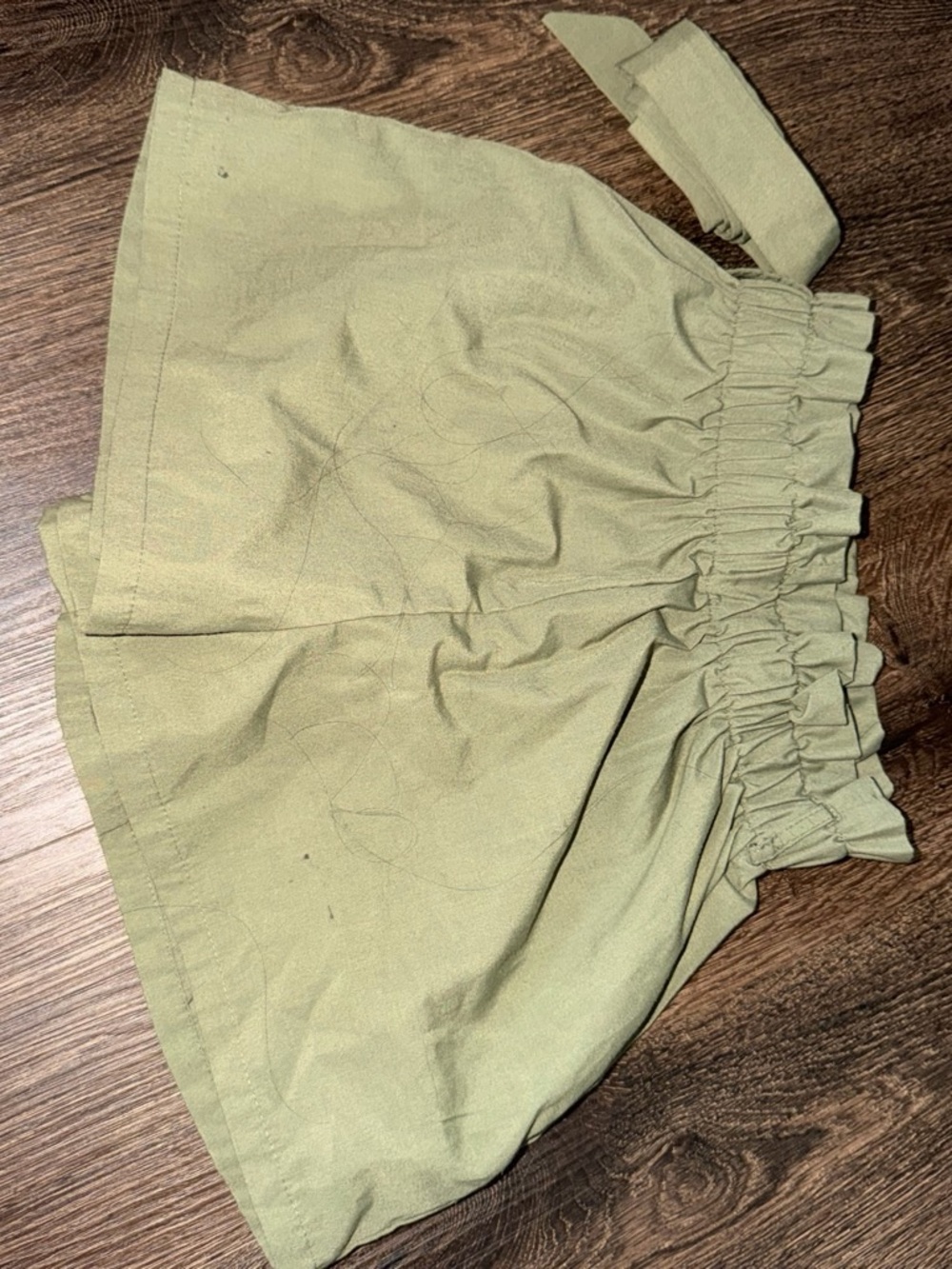 SHEIN Olive High-Waist Paperbag Tie Shorts